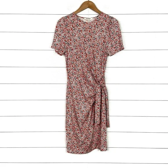 BODEN Knot Front Jersey Dress 10L 10 Long Floral Short Sleeve Knit Classic Easy - Picture 2 of 6